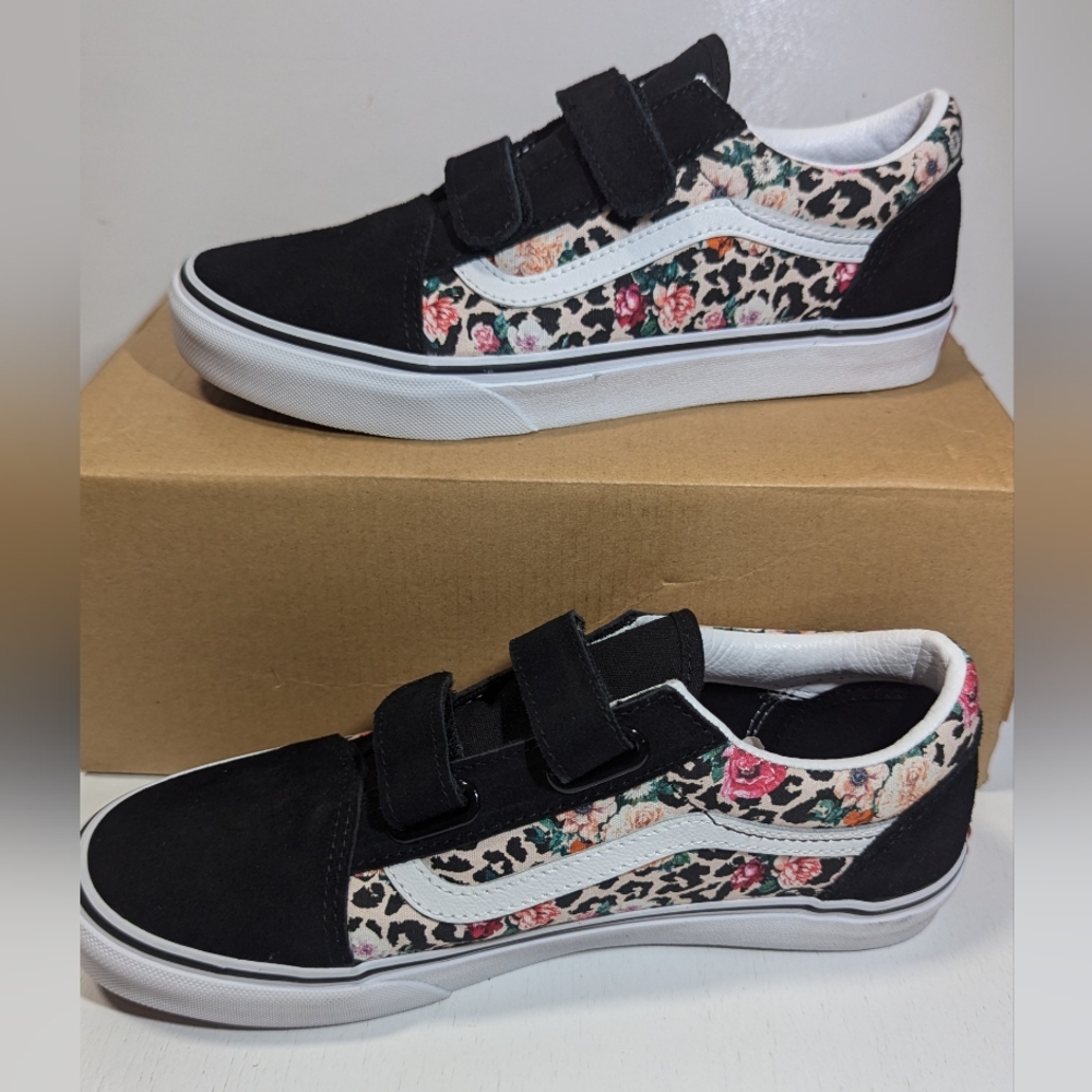 Vans Floral Leopard Old Skool Kids' Skate Shoes.